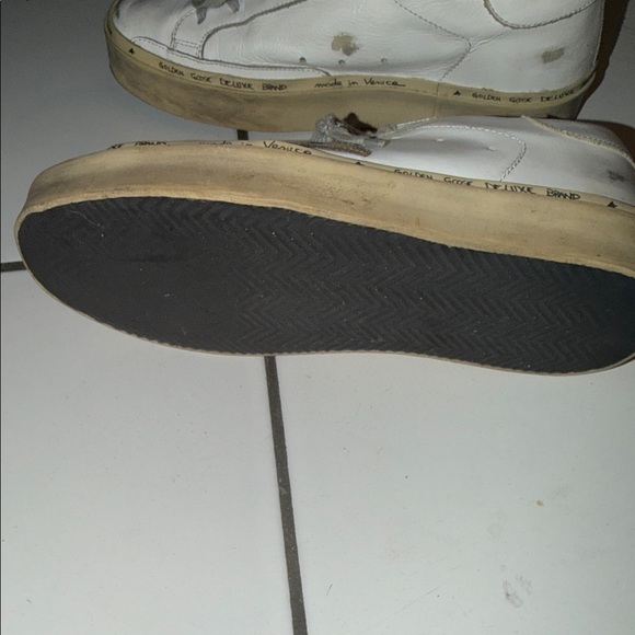  platform White Leather Sneakers with Gold Star main image 2